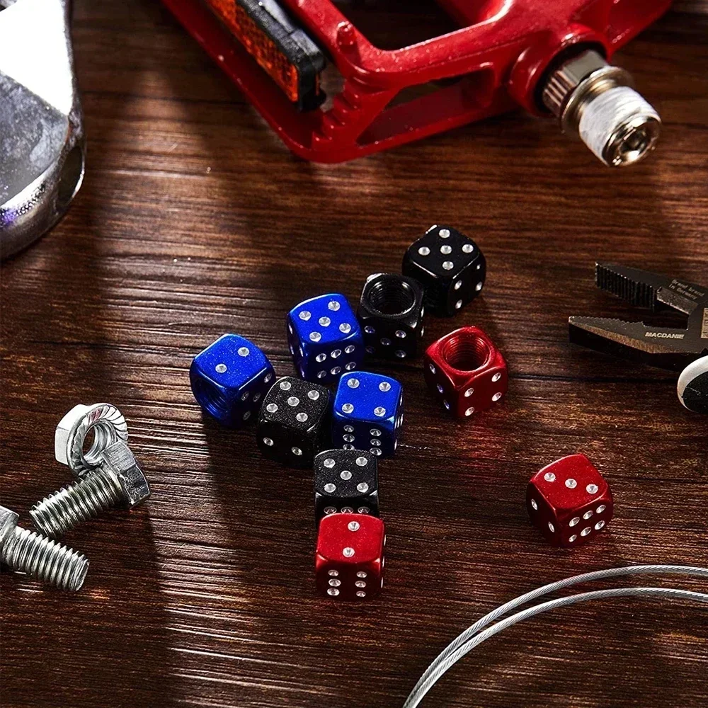 

4Pcs Aluminum Car Truck Motocycle Bike Dice Wheel Stem Tyre Tire Wheel Stem Air Valve Dust Cap Cover