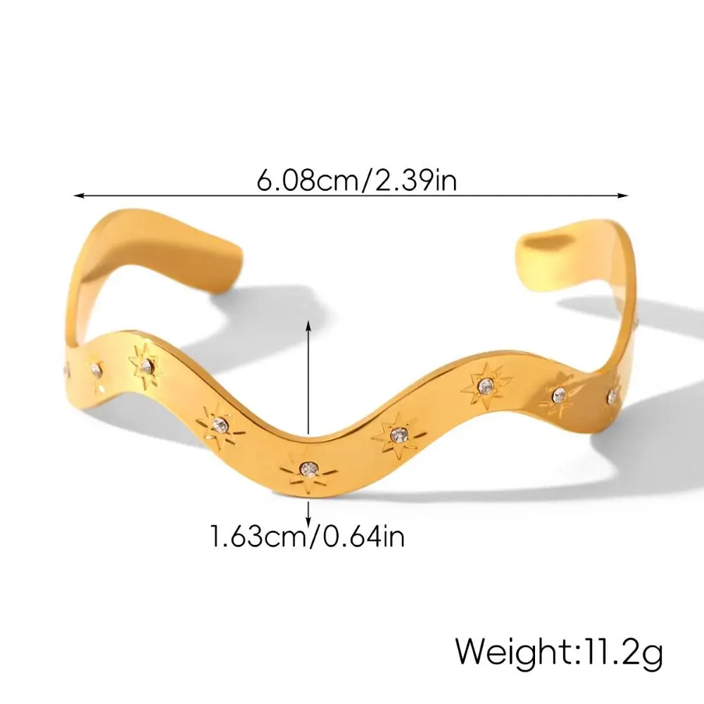 شخصية بلينغ W-نوع سوار الزركون البطانة أسلوب بسيط أساور معدنية هدية فاخرة الهندسة أساور مجوهرات الزفاف