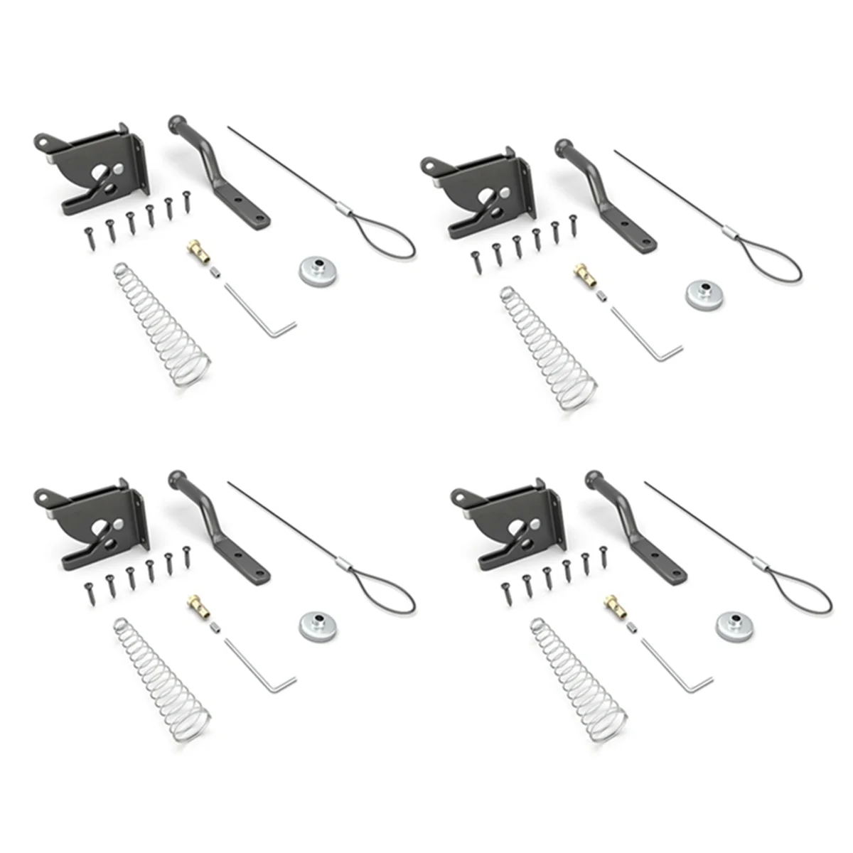 

4PCS Door Latch with Spring Puller, Fence Door Lock, Fence Lock Small Lock with Rope, Suitable for Fence Gates