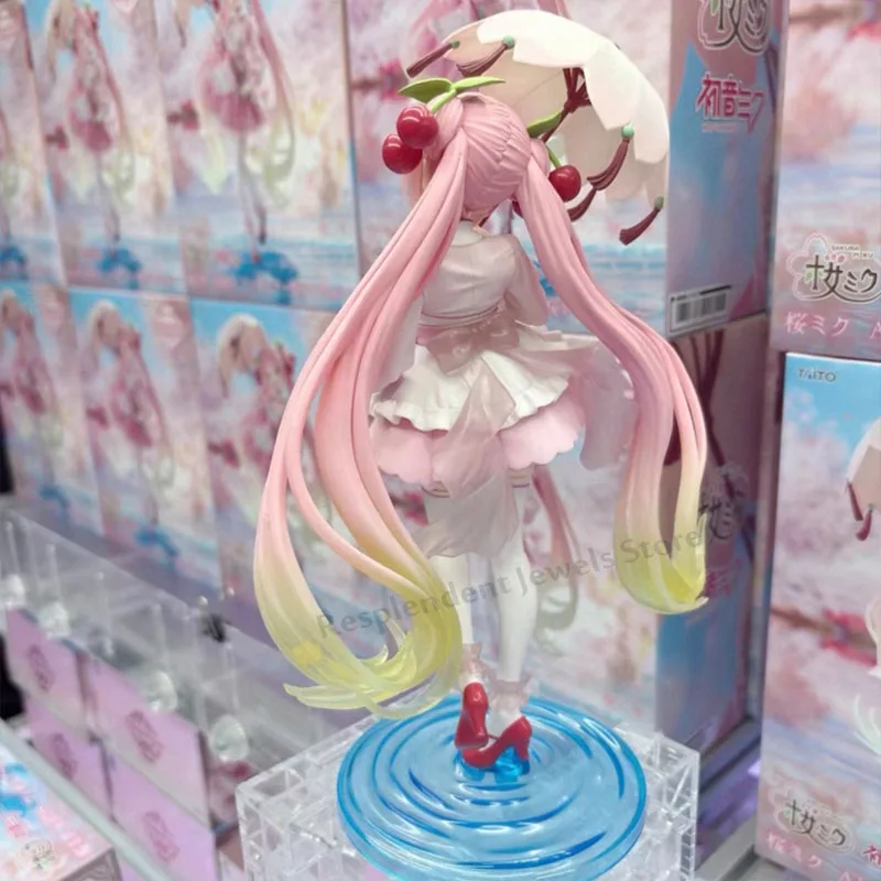 TAITO Original Sakura Hatsune Miku Amp Miku Action Figure Cherry Colored Dress-up Umbrella Model Kt Statue Ornament Toys Gift view 6