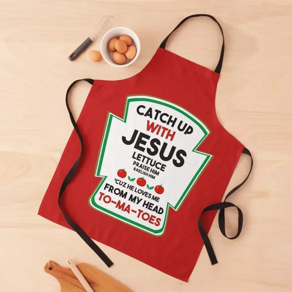 CATCH UP WITH JESUS ( RELIGIOUS AND FUNNY T-SHIRT 2021 ) Merry Xmas Apron with pockets Home and kitchen products bib Apron