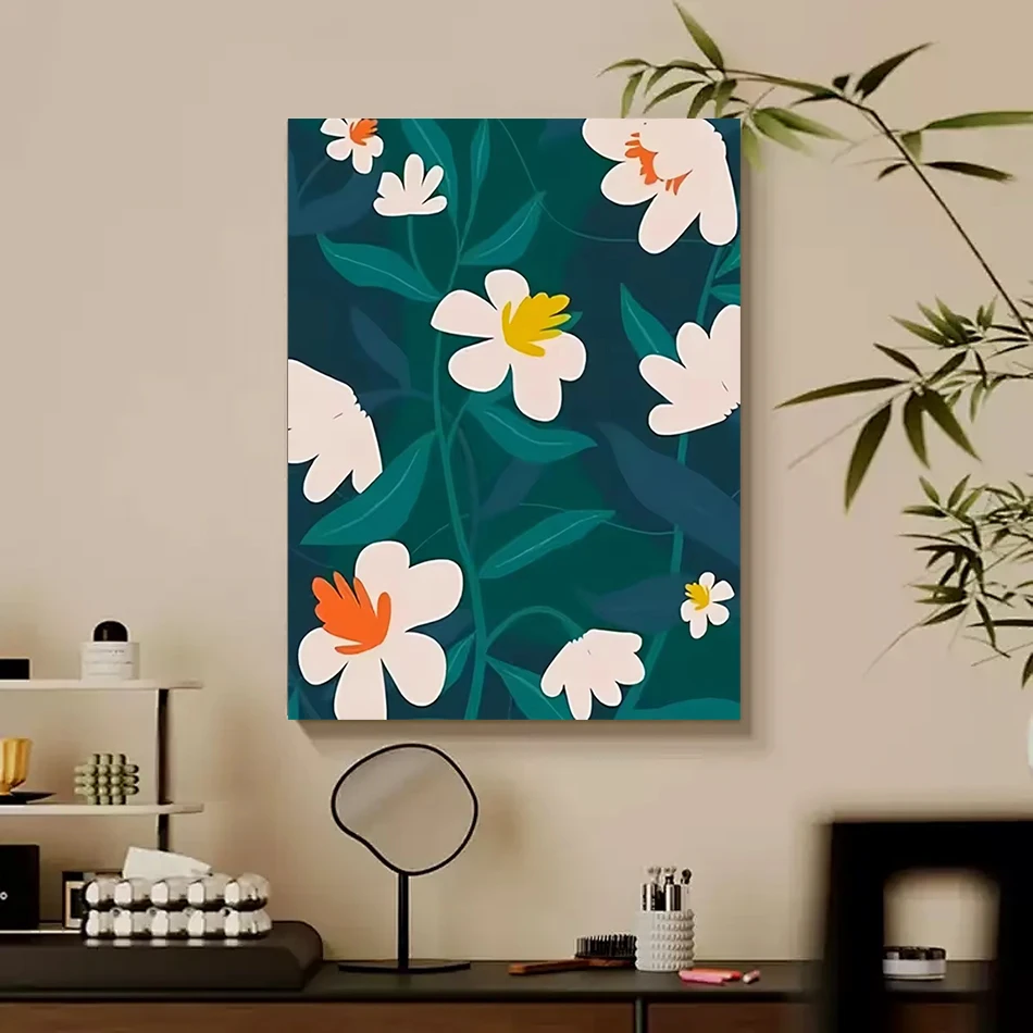

RUOPOTY Paint By Numbers Abstract flower decoration painting hand drawn simple digital oil painting illustration Acrylic Paints
