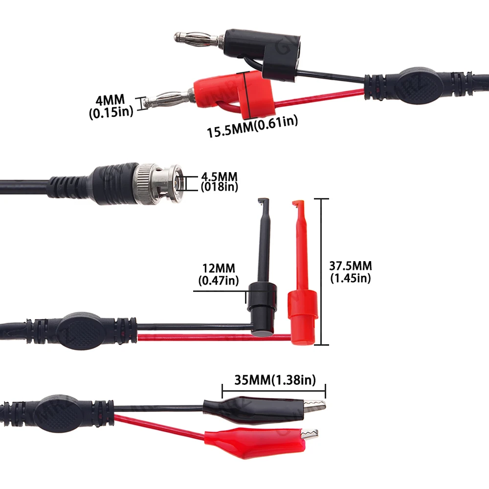 1PCS Q9 BNC Male Plug 50ohm RF Coaxial to 4mm Banana Stackable Plug Testing Mult Cable Cord Crocodile clip Lead Probe  4MM plug
