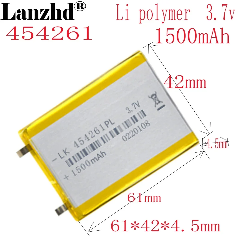 1-12pcs li-po 3.7volt polymer battery 454261 used in tablet PCS mobile power digital products Rechargeable Li-ion Cell GPS