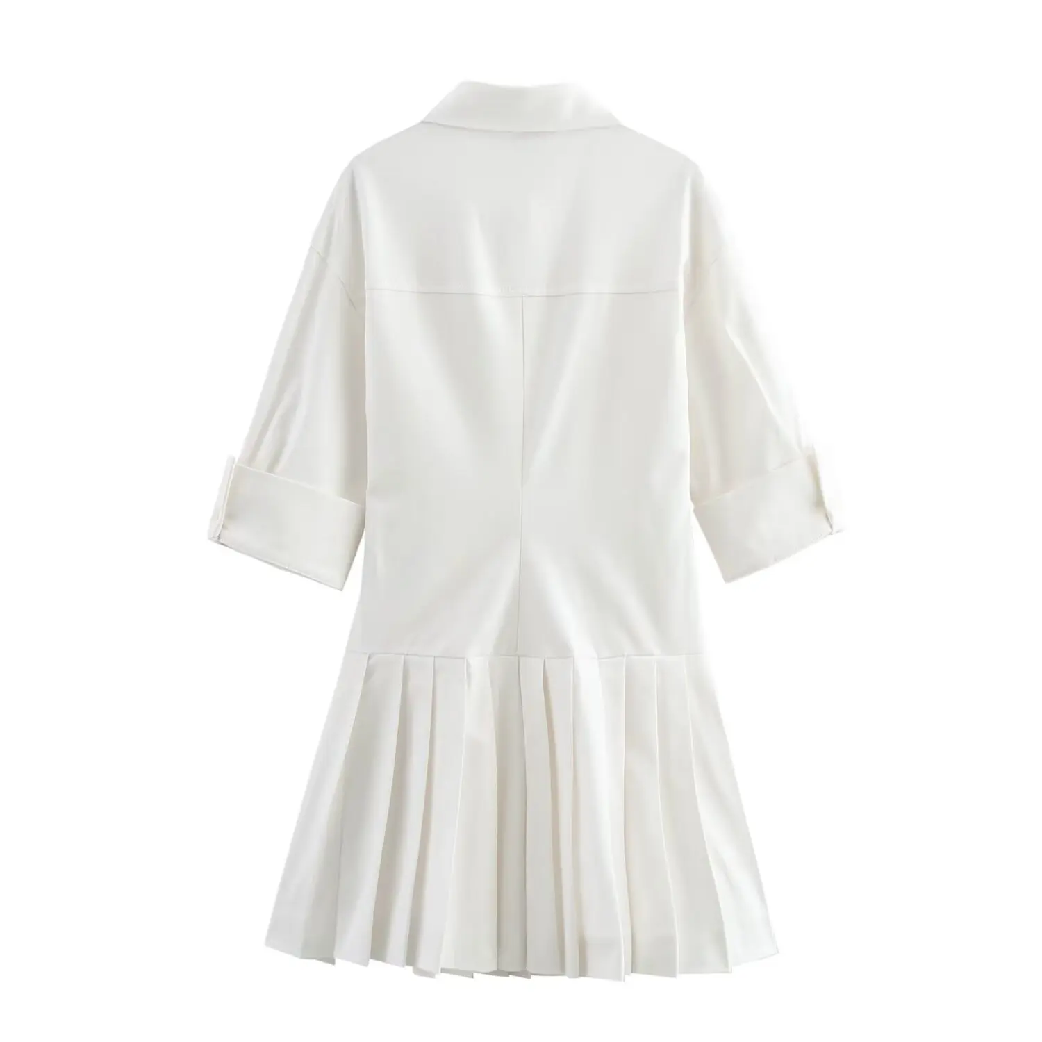 2025 verão novo simples cor sólida camisa feminina vestido moda colarinho feminino meados de manga vestidos casuais