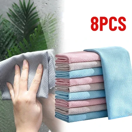 

Fish Scale Kitchen Dishcloths Microfiber Super Absorbent Oil-proof Washing Rag Glass Window Wipe Cloth Household Cleaning Cloths