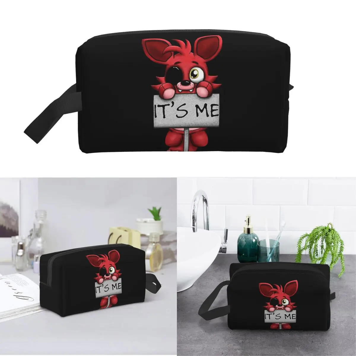 FNAF Plush Foxy Essential Makeup Bag Cosmetic Organizer Storage Dopp Kit Toiletry Cosmetic Bag for Women Beauty Pencil Case