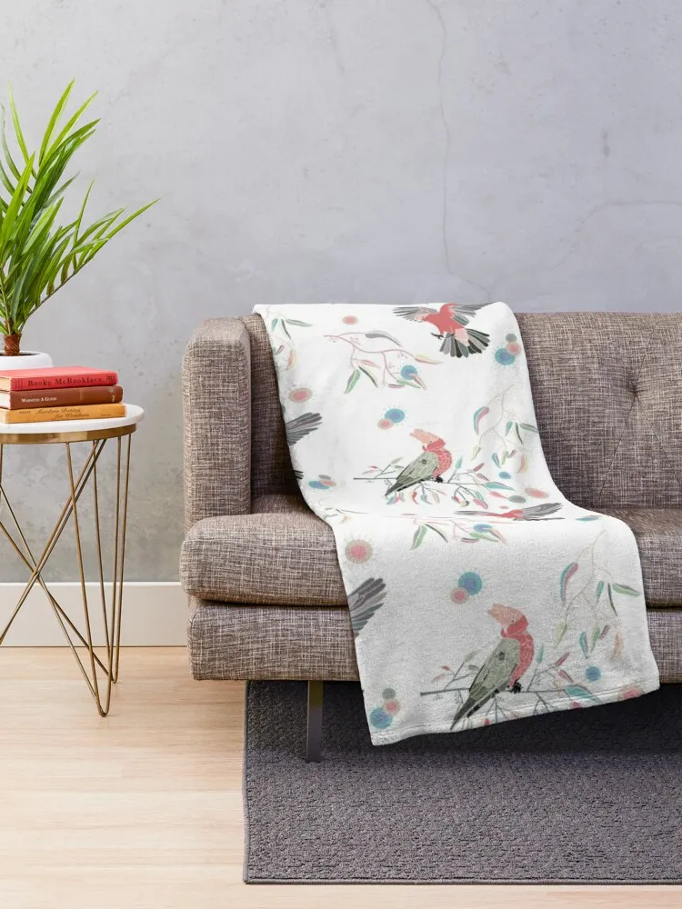 Australian Galah Cockatoos in Gum Trees Throw Blanket Single Comforter Extra Large Throw Blankets