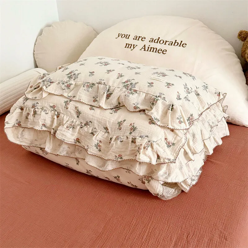 2pcs Set Cotton Floral Duvet Cover Set High-quality Cotton Muslin Bedding Set for Girls Twin Size Toddler Bedding Set
