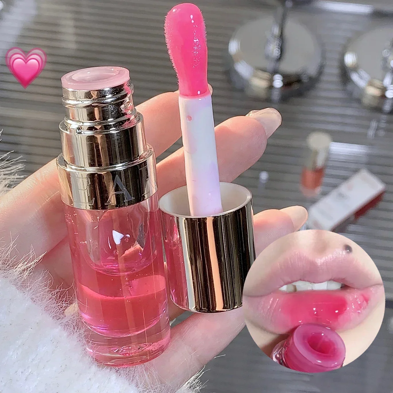 

Crystal Peach Lip Oil Hydrating Mirror Lip Gloss Tinted Plumper Moisturizing Lip Care Treatment Makeup Colored Lipstick Balm 6g