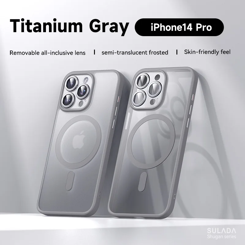 

Original Sulada Titanium Color Matte Magsafe Case For iPhone 15 Pro Max 14 Plus Anti-Fingerprint Magnetic Armor Shockproof Cover