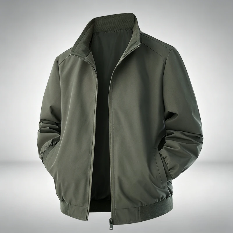 

New Arrival Men Stand Collar Admin Jacket Solid Color Group Uniform Windbreaker Coat Outdoor Workwear Windproof Casual Outerwear