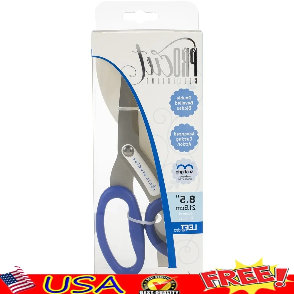 

Left Handed 8.5 Inch Precision Scissors Cushioned Grip Ergonomic Design Sharp Hardened Steel Blades Crafting Tailoring Cutting