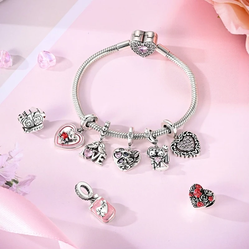 Valentine's Day Elements Couples Dangle Charm Beads for Bracelets