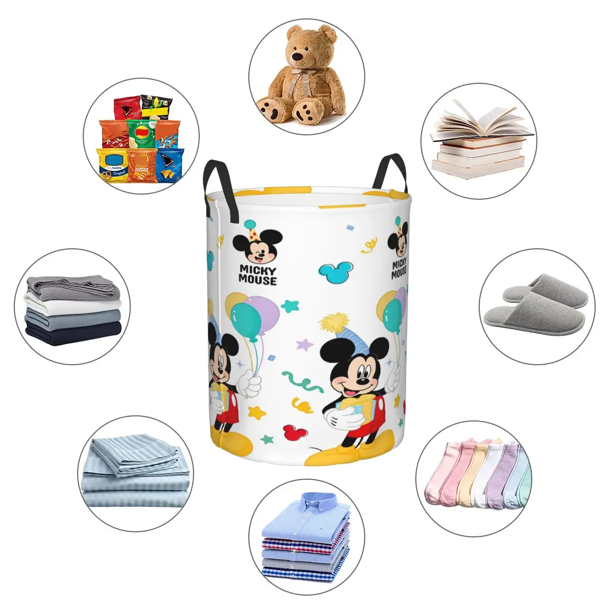 Disney Mickey Mouse Minnie Kids Toys Storage Basket for Games Room Decor Gift Laundry Hamper Baskets