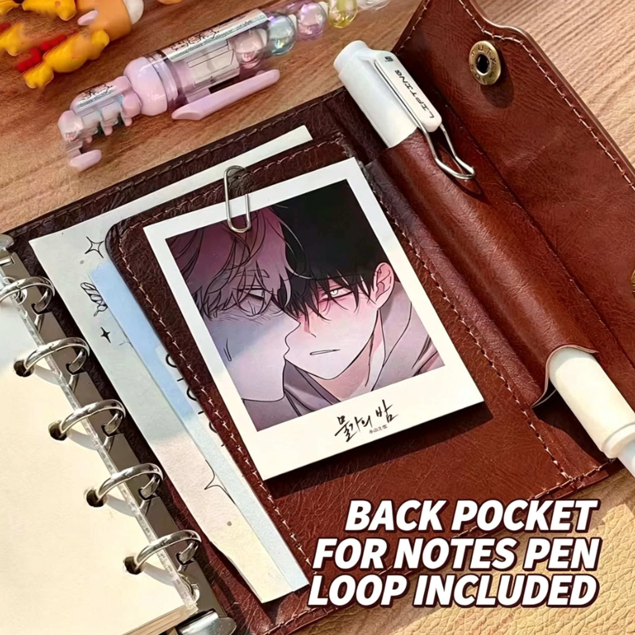 M5 Japanese Hand Ledger Retro Brown Functional Handmade Leather Tri-fold Student Schedule Travel Loose-leaf Diary Portable Diary - view 6