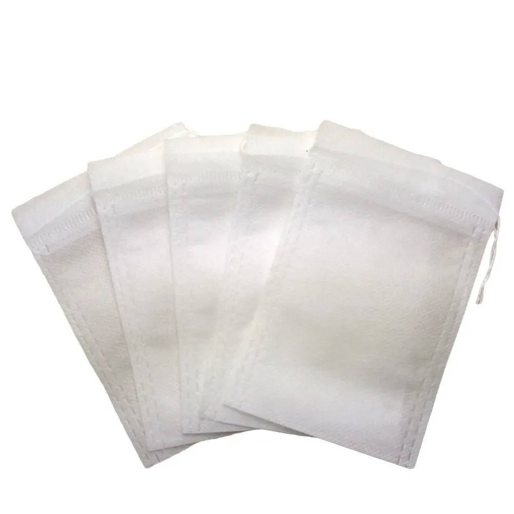100Pcs 55x70mm Lightweight Non-Woven Drawstring Tea Bags Reusable Filter Pouches for Loose Tea Herbal Powder Potpourri