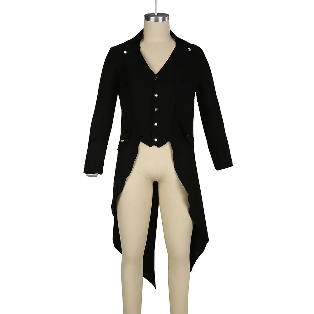 

Mens Jacket Men Tailcoat Victorian Black Breathable Long Jacket Mens Party Soft Steampunk Clothes Comfortable Retro