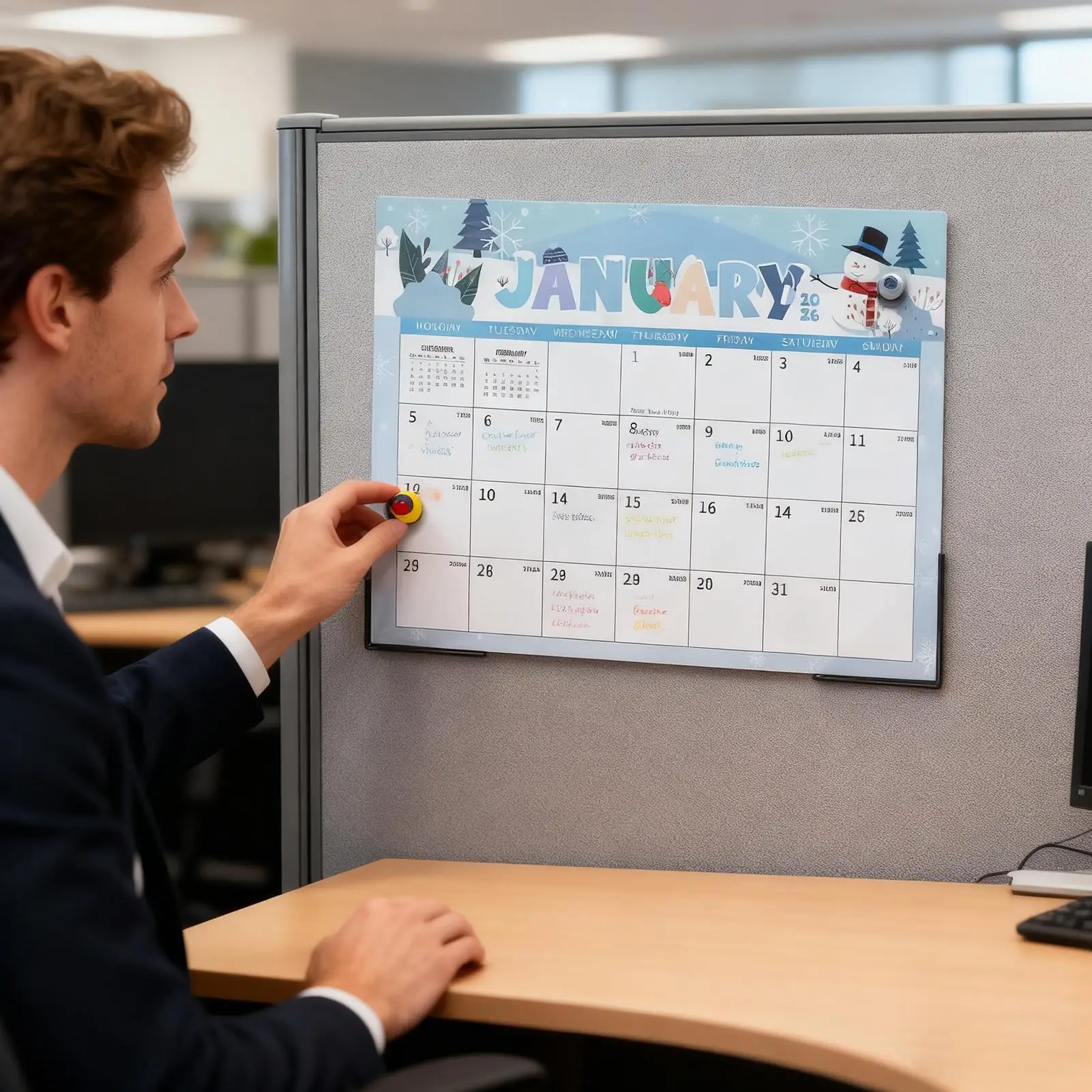 

18 Monthly Fridge Calendar Schedule Planner 2026-2027 Fridge Calendar Magnet for Easy Organizing Home Living Room Study Room