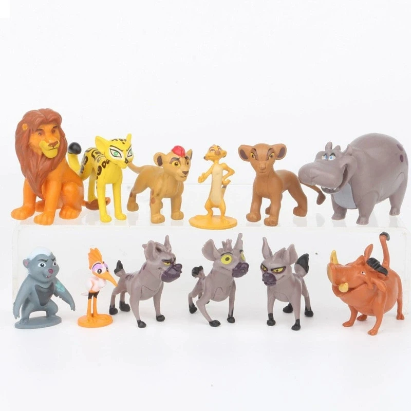 12 unids/set Anime dibujos animados el Rey León guardia Kion Simba PVC figuras de acción de alta calidad Mini figuritas muñeca Juguetes