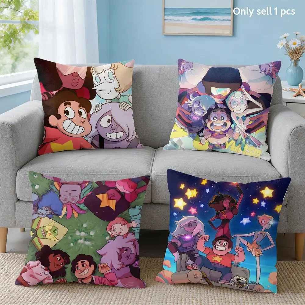 Anime S-steven Universe Cushion Cover Soft Short Plush Throw Pillow Cover Hidden Zipper Cutecore Sofa Bedroom Home Decor