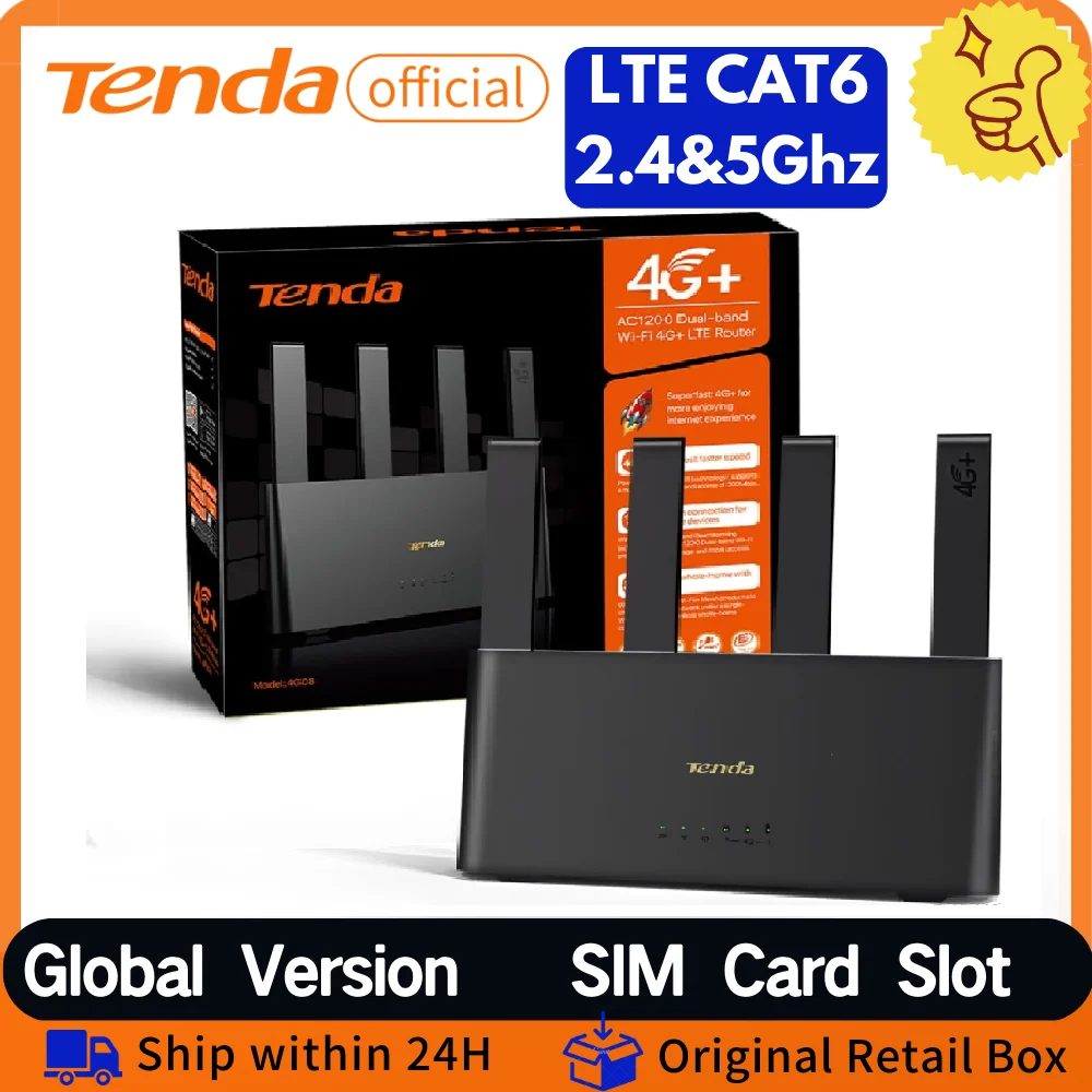 

TENDA 4G08 4G+ маршрутизатор AC1200 CAT6 LTE маршрутизатор 2.4G&5GHZ SIM CARD SLOT HOTSPOT WIFI ROUTER MODEM HOME OUTDOOR MESH WIFI+ покрытие