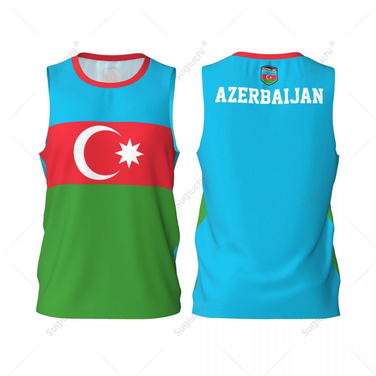 Azerbaijan Flag Men Basketball Sports Running Fitness Multifunction Sleeveless tshirt Exclusive Custom Name Nunber