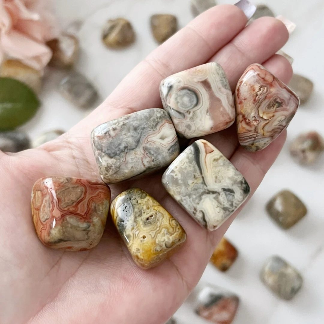 Natural Crazy Agate Tumbled Stones, Bulk Crystals, Polished Crazy Agate Tumbled Stones, Outdoor Garden Decoration Stones