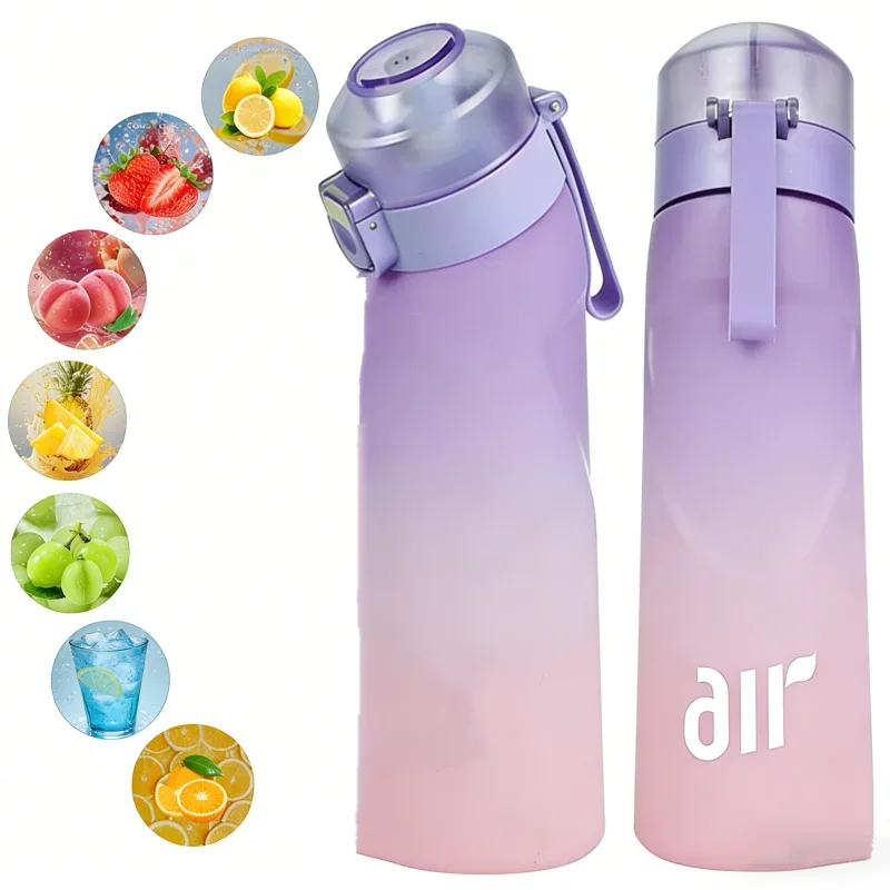 LUSQI Air Flavored Water Bottle With 7pc Random Flavor Pods Sports Straw Cup Tritan For Outdoor Sports Fitness BPA Free