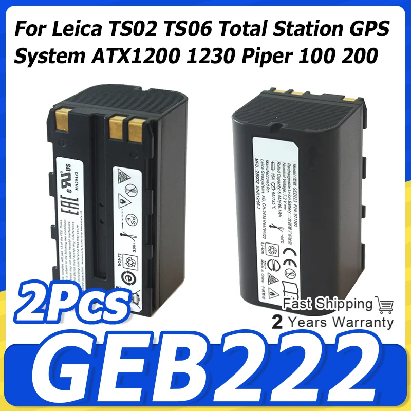 2Pcs GEB222 Battery 6000mAh For Leica TS02 TS06 Total Station GPS System ATX1200 1230 Piper 100 200 Lases Survey Instruments
