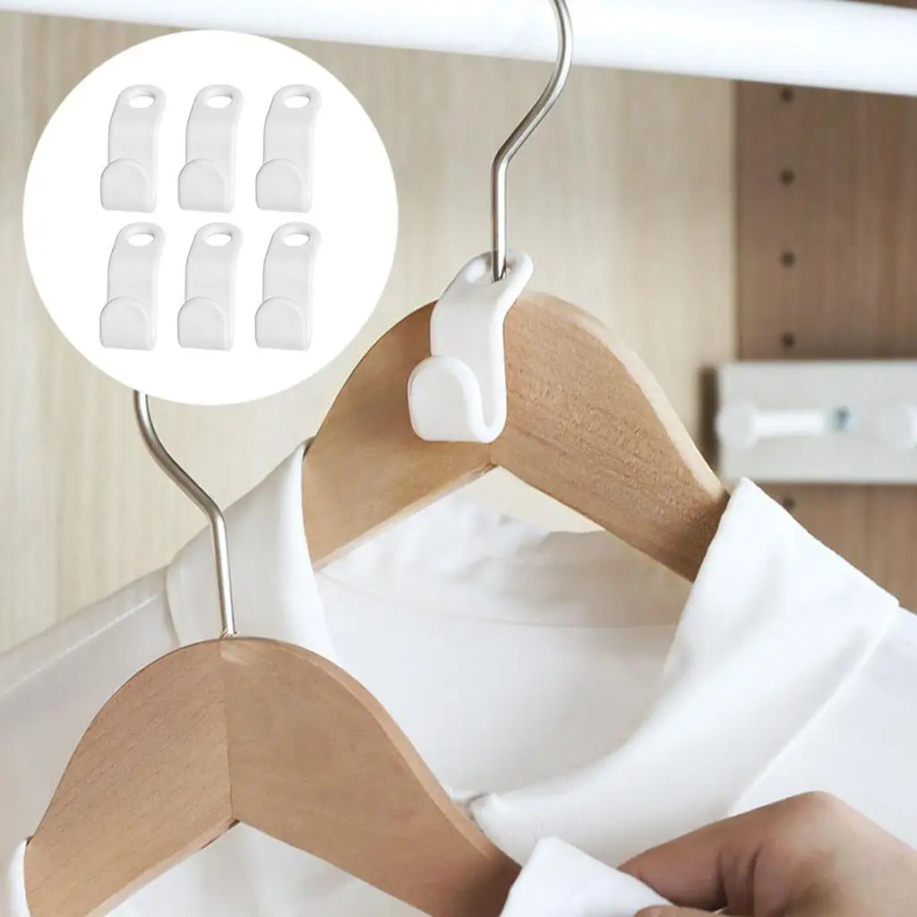 Pack of 6 Durable Clothes Hanger Connector Cascading Clothes Rack Hook Chest saving Attachment Clips