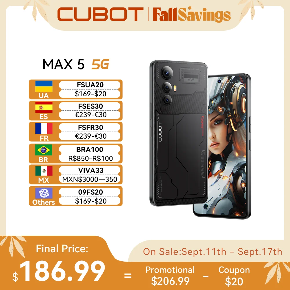 [World Premiere] CUBOT MAX 5, Android Smartphone 5G, Dimensity 8200, 6.95" 144Hz Large Screen, 24+256GB,Gaming Phone,Add to Cart