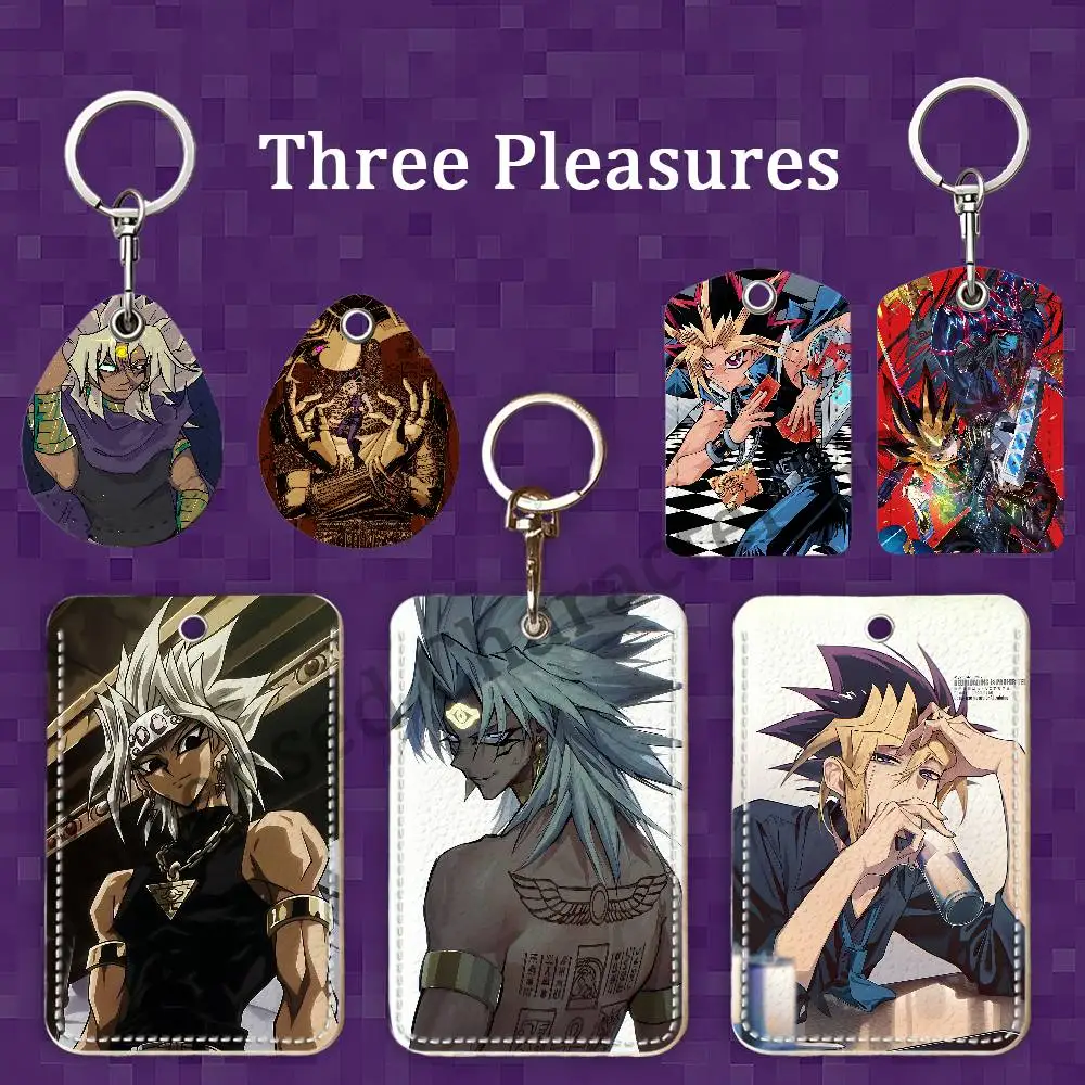 Y-Yu-G-Gi-Oh Premium PU Leather Card Holder Card Case with Metal Carabiner,Customizable Design for Daily Use