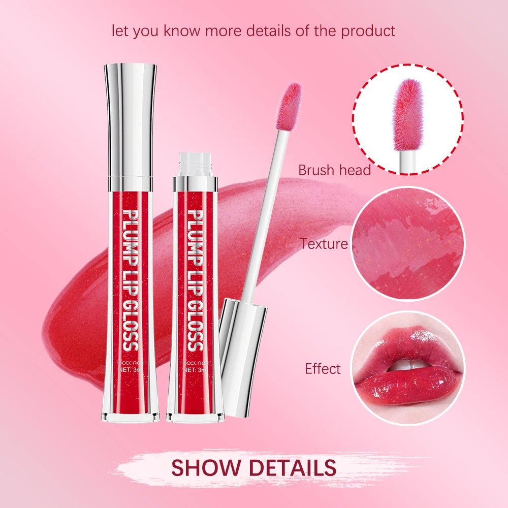 Natural Lip Plumping Liquid Lip Gloss Partial Pearl Light Shining Moisturizing Lip Oil Lip Plumper Enhancer Volumizing Makeup