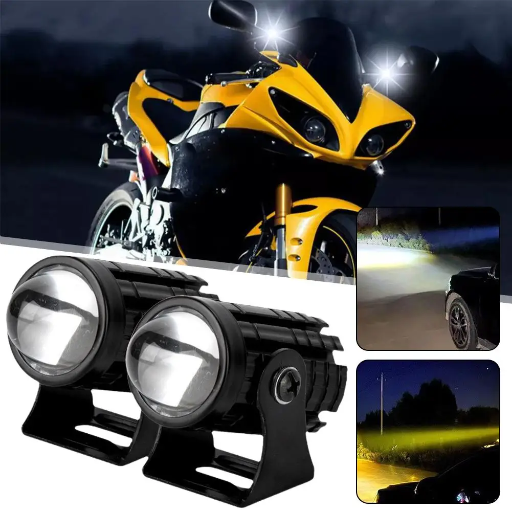 Motorcycle Mini Driving Light Dual Colo for Headlight Auxiliary Spotlight Lamp R ATV Scooter Fog Light Accessories 12V P0H8