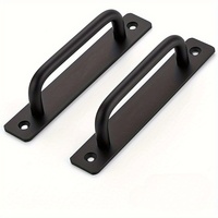 2pcs Barn Door Handles, Sliding Door Handle, Black Cabinet Handles, Door Pull Handle, Aluminum Alloy Door Pulls with Plate