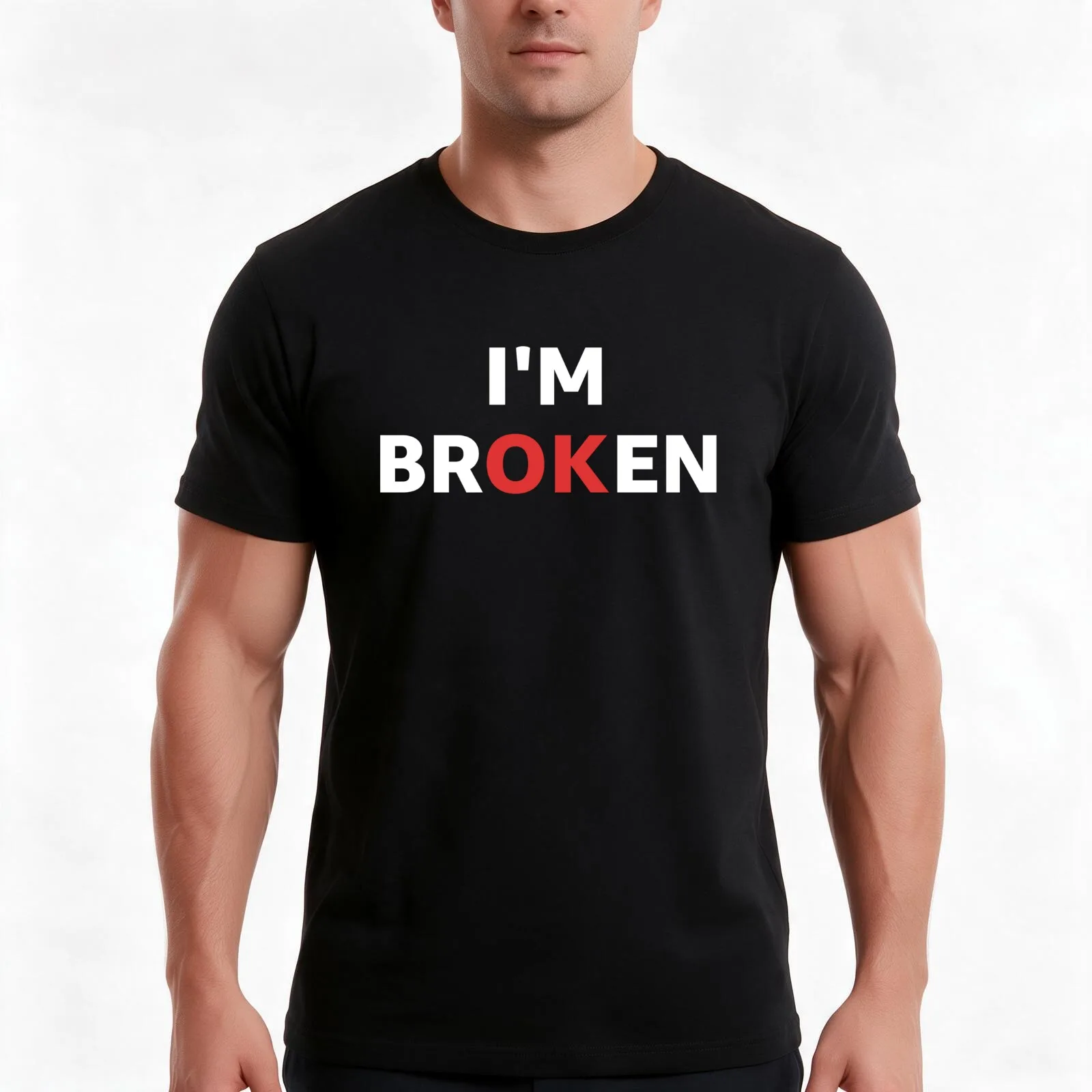 I'm not OK Grief Keepsake I'm Broken T-Shirt Summer Casual Cotton Tee Oversized Streetwear Tops Vintage Graphic Print