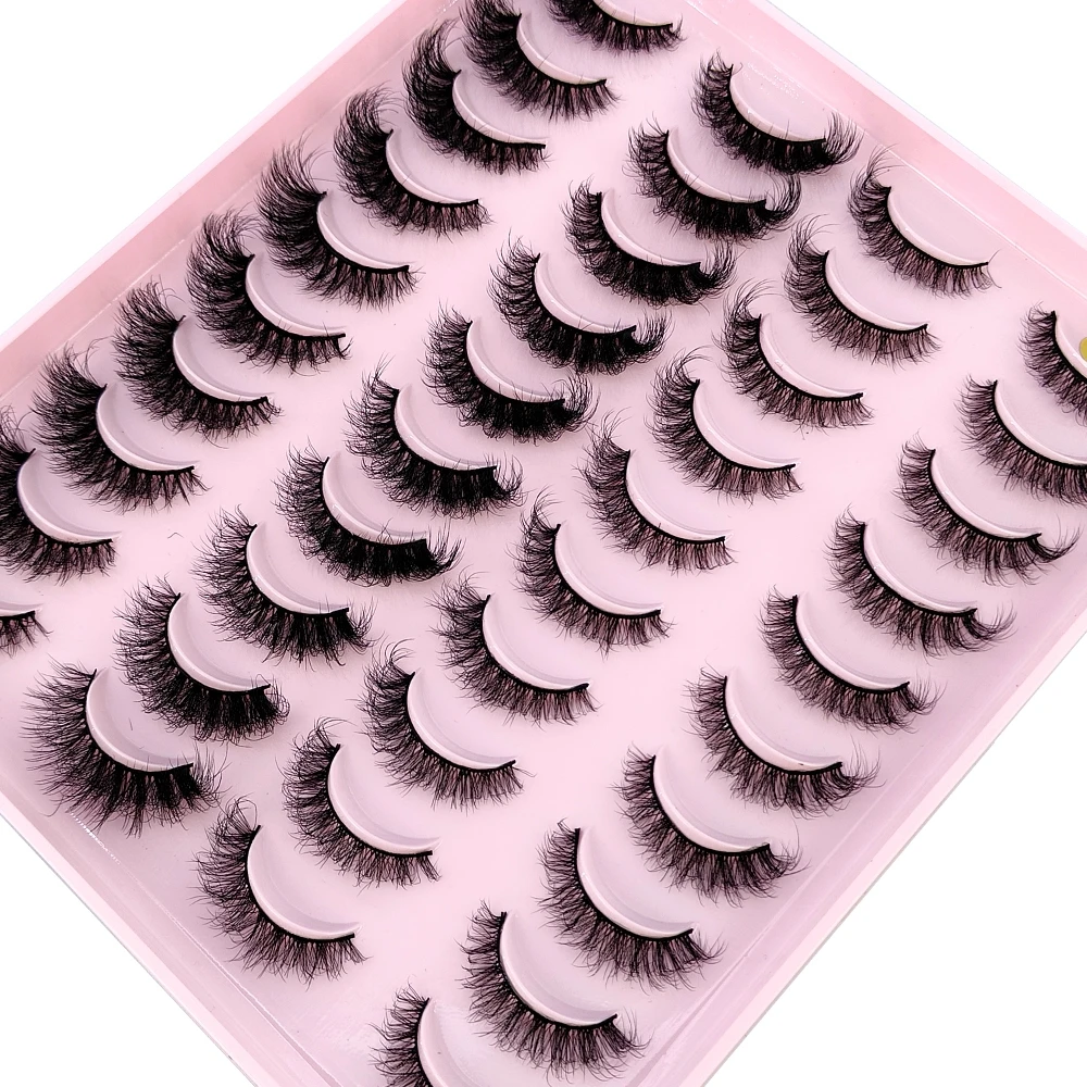 HBZGTLAD 20 pairs faux natural long false eyelashes fake lashes short makeup mink eyelashes