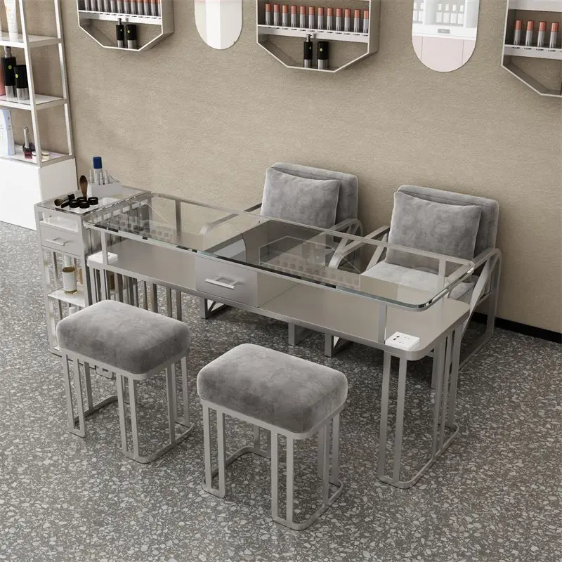 Internet celebrity light luxury wrought iron manicure table and chair