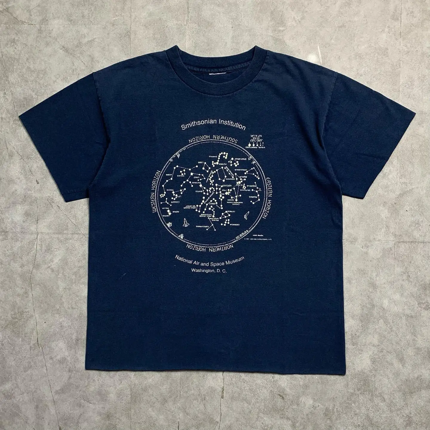 Dark Style American Retro Starry  T-Shirt Couple Short Sleeve Classic Royal Blue Breathable Cotton round Neck Men Women