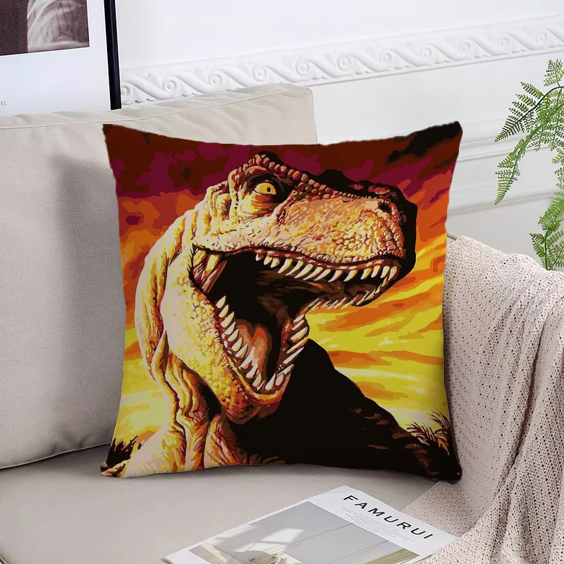 

45x45cm J-Jurassic Park Dinosaur Print Throw Pillow Cover Super Soft Cushion Cover Soft Pillowcase Home Decor Pillow Case