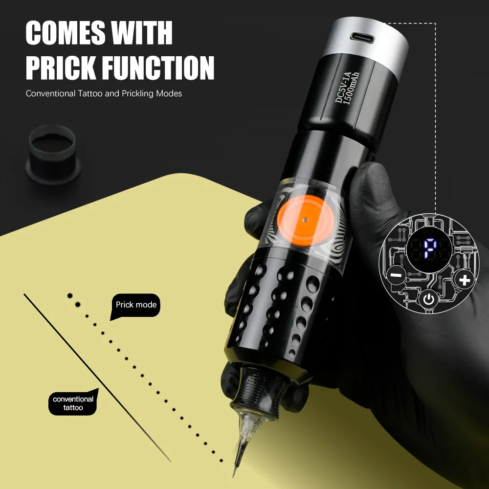 Fuente de alimentación inalámbrica para tatuaje, Mini batería con interfaz de anillo de Control, máquina de tatuaje rotativa RCA, baterías para bolígrafo, 1500mAh