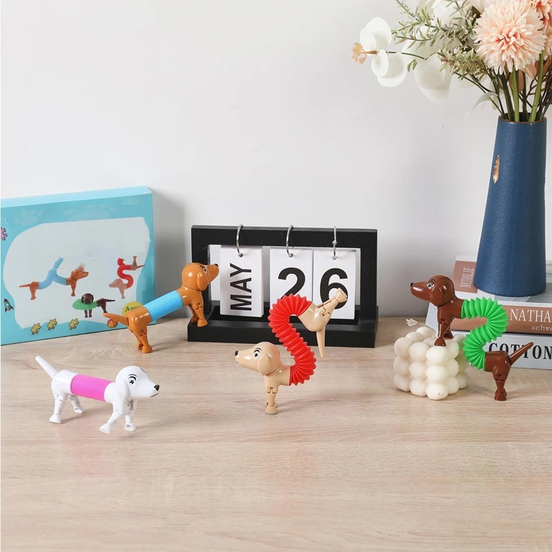 Dog Pop Tubes Fidget Toys - Sensory Telescopic Tube for Kids Party Favor Parent-Child Interactive Toy Stress Relief