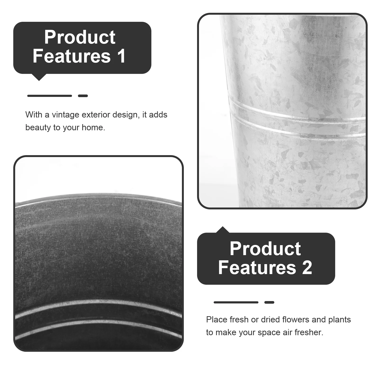 

Iron Flower Bucket Vintage Style Metal Vase Flower Pot Rustic Planter for Living Room Bedroom Home Decoration Floral Container