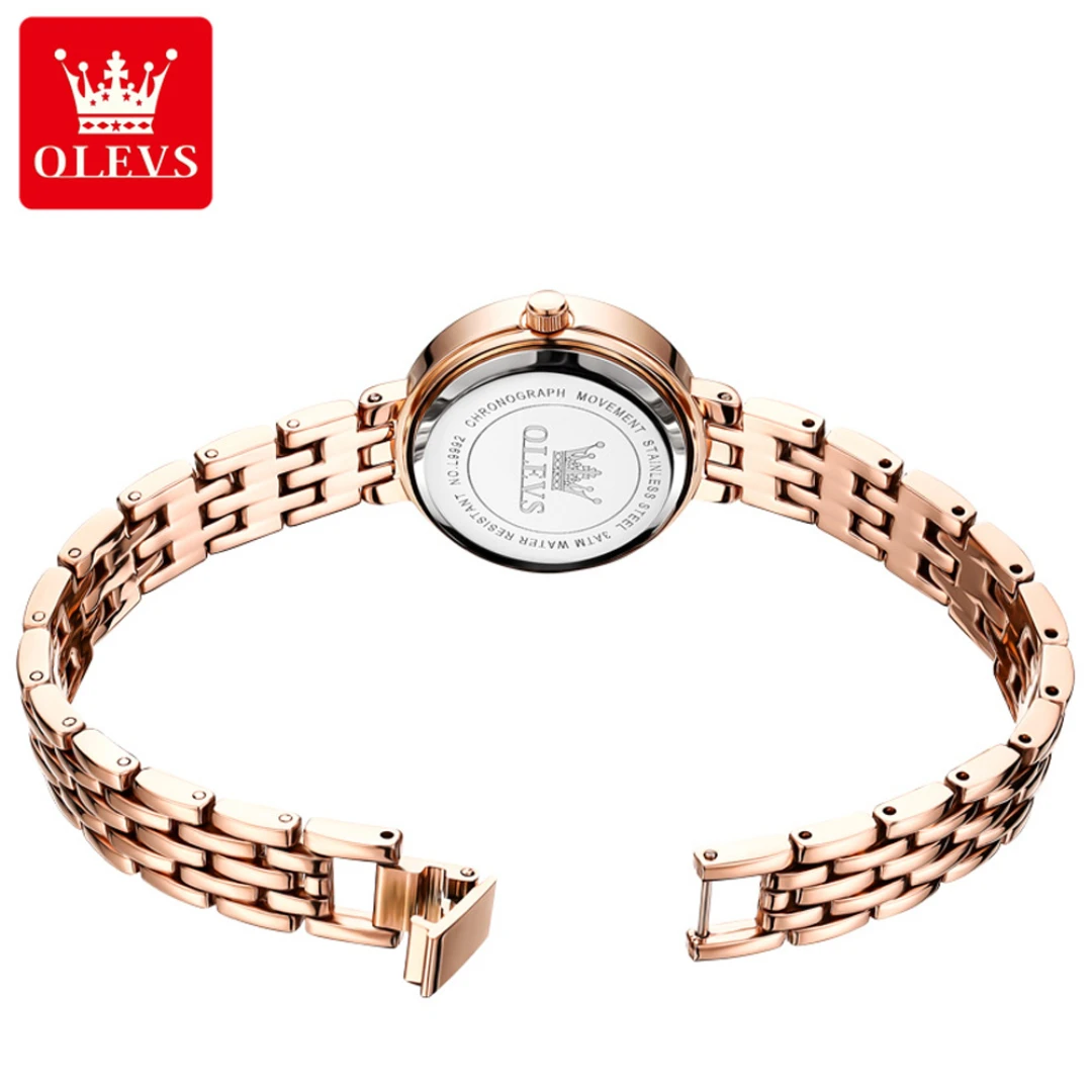 OLEVS 9992 Fashion Quartz Watch Round-dial Stainless Steel Watchband