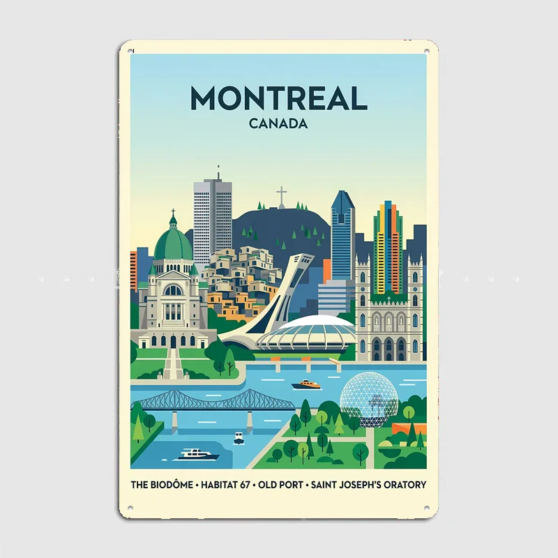 Montreal Cityscape Travel Scenery Posters Retro Garage Club Bar Indoor Wall Vintage Poster Room Decoration Home Decor
