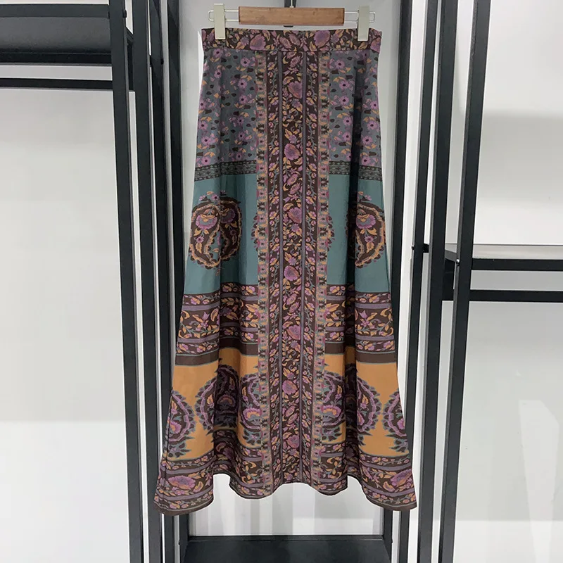 Niche 2025 بلوزة أنيقة لخريف وشتاء 2021 مطبوعة على الطراز العتيق ورقبة على شكل حرف V وتنورة وسراويل ومجموعة فساتين #4