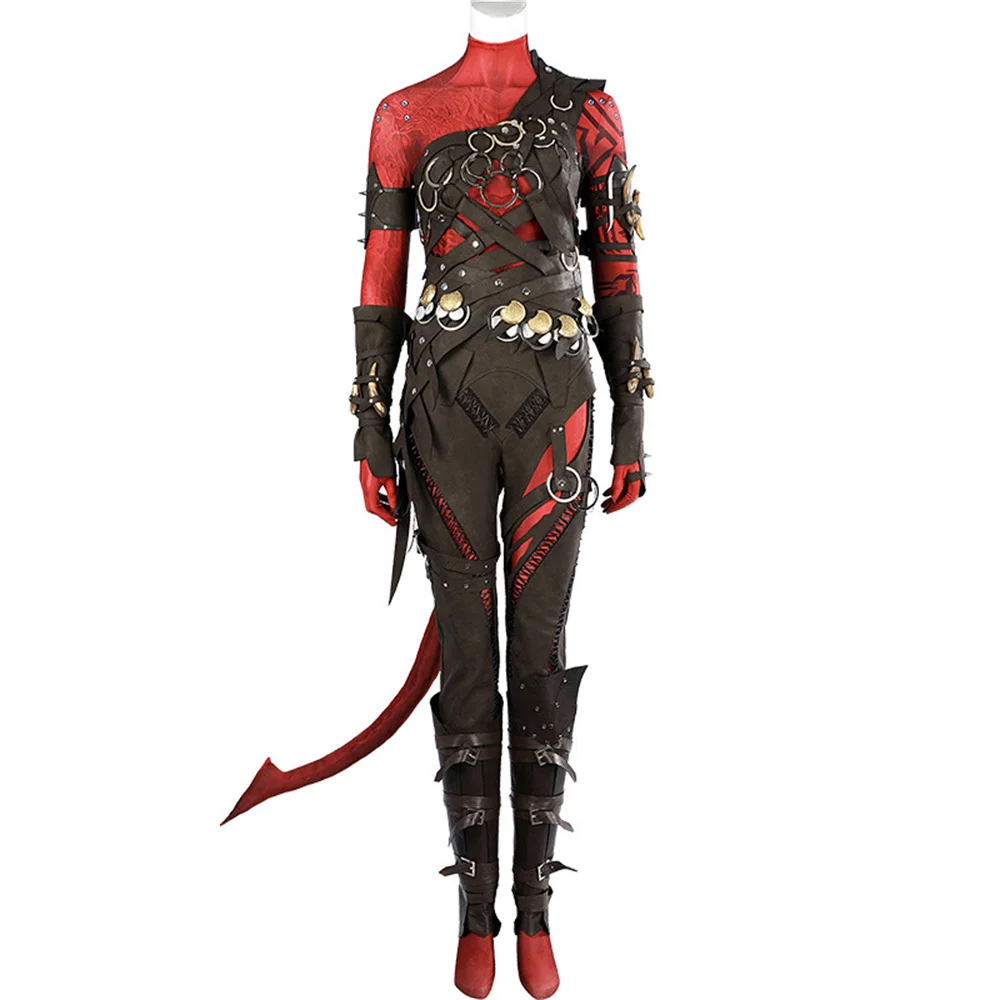 Game Karlach Cosplay Costume Women's Battle Bodysuit with Accessories Halloween Carnival Party Outfit