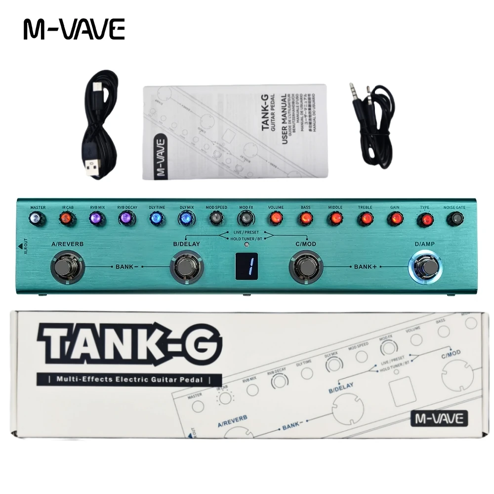 

M-VAVE TANK-G Wireless Guitar Hub | 9 Preamp/8 IR Slots + Noise Gate | Bluetooth MIDI Sync & 20h Rechargeable Stage Rig
