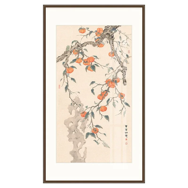 ,facing the entrance door, hanging paintings in the entrance, decorative paintings at the end of the corridor